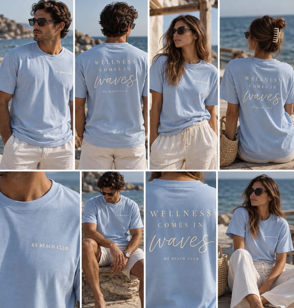 WELNESS COMES IN WAVES TEE - SKY BLUE