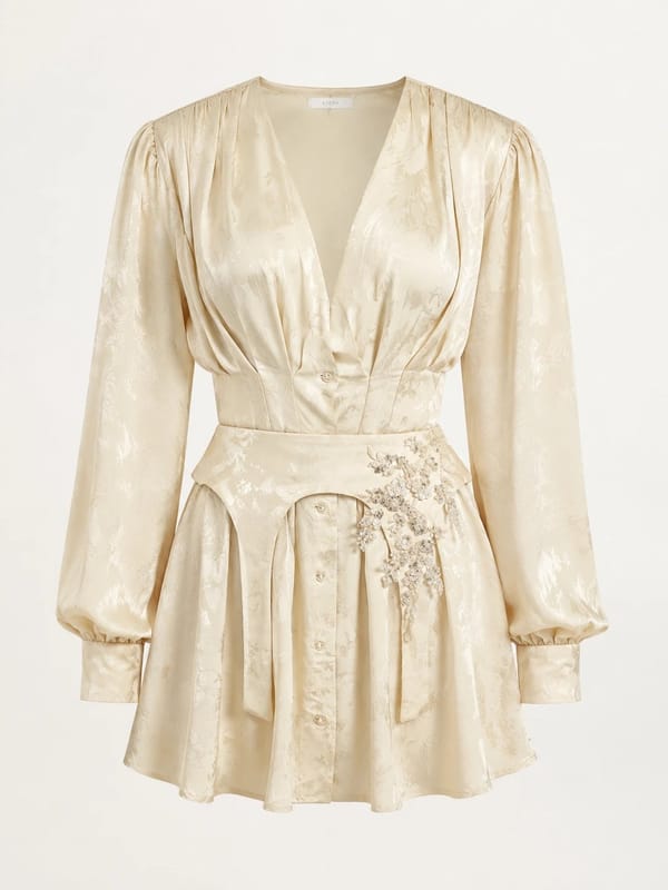 Dress with a Belt (Beige)