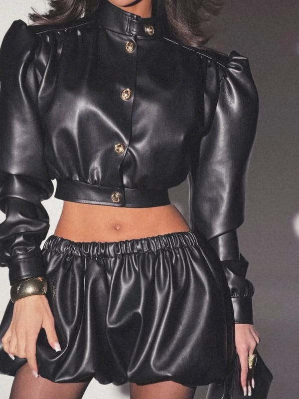 Leather short Jacket (black)