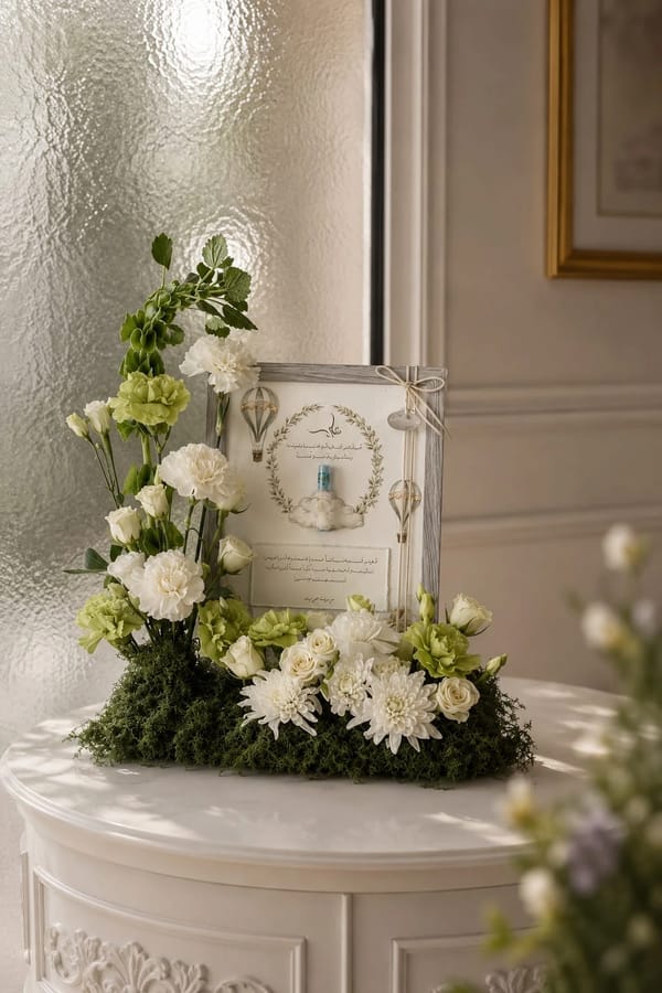 BABY BOY FRAME WITH FLOWERS