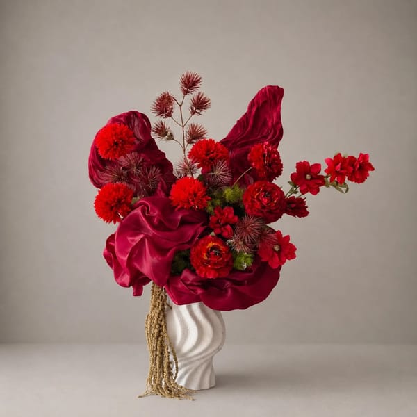 ARTIFICIAL RED FLOWER VASE