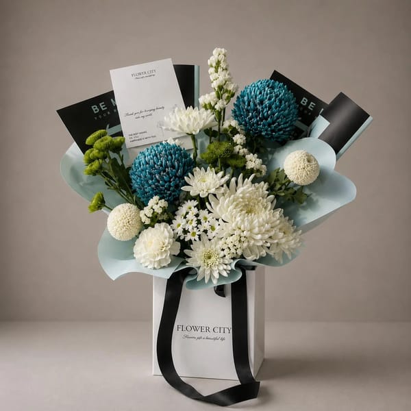 BLUE AND WHITE MINI BOUQUET