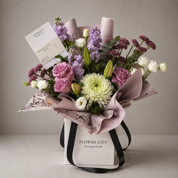 MIX PURPLE AND WHITE BOUQUET