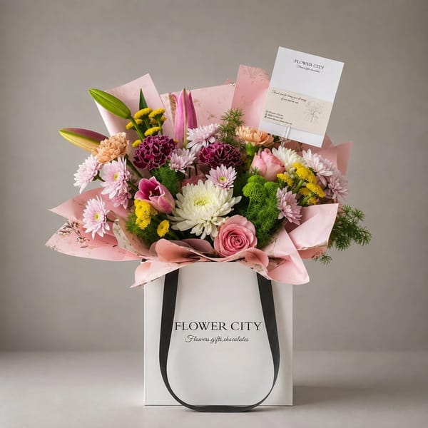 MIX PINK AND YELLOW GREEN BOUQUET