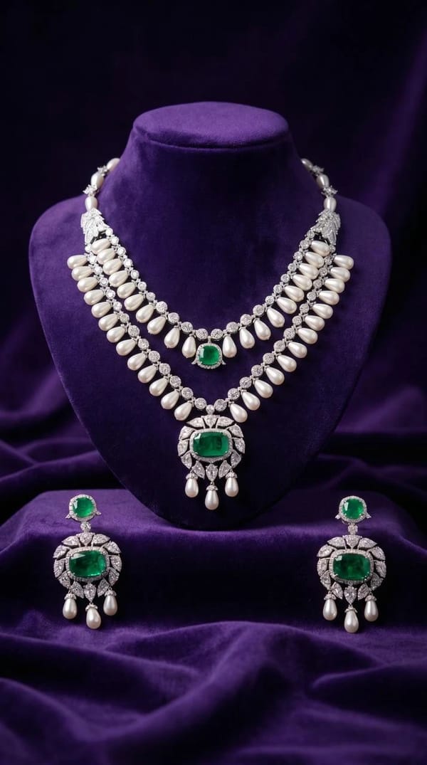 Necklace Jewellery Set 1110 -  Green Stone