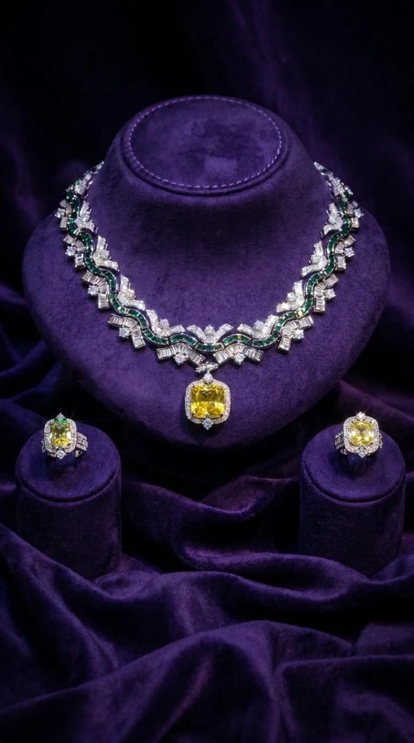Necklace Jewellery Set 1107 Yellow Stone