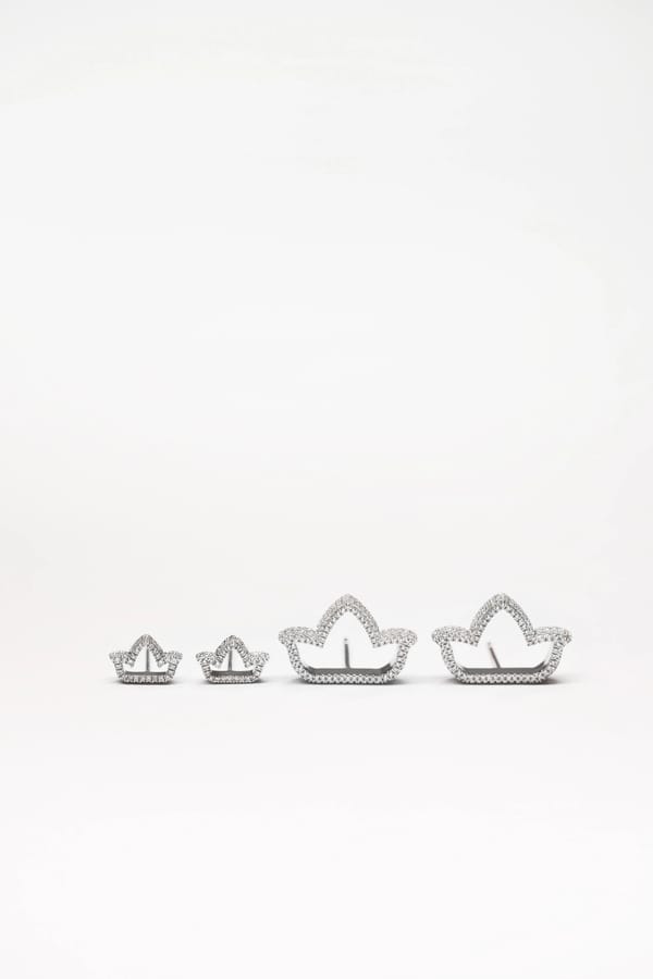 Lotus Petite Earrings in Diamond