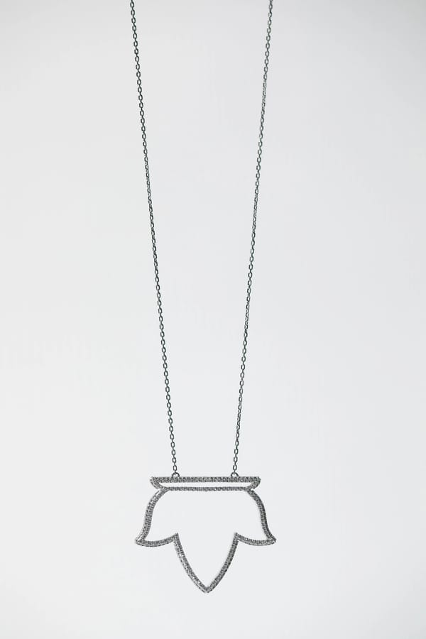 Lotus Long Necklace in Diamond