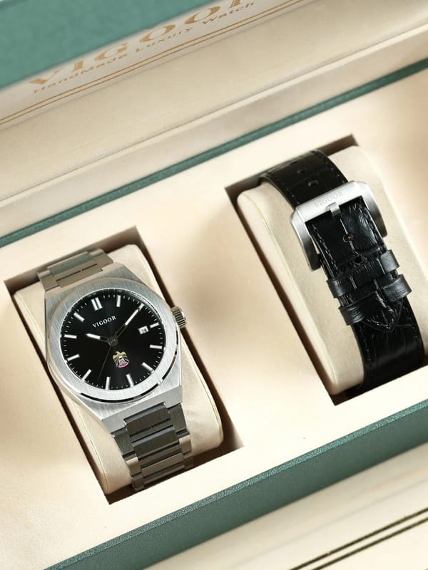 Hazza Steel+Leather Watch/ساعه هزاع ستيل +جلد