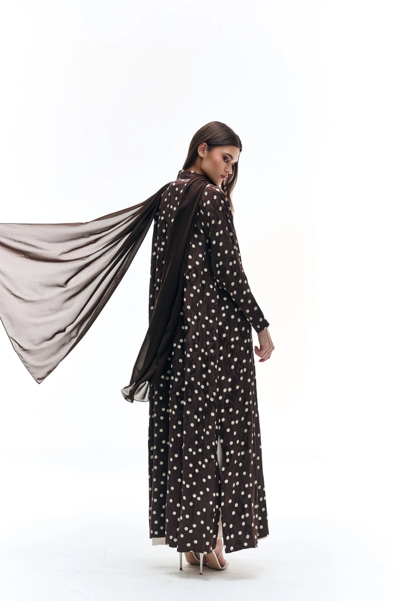 Polka dots brown with white