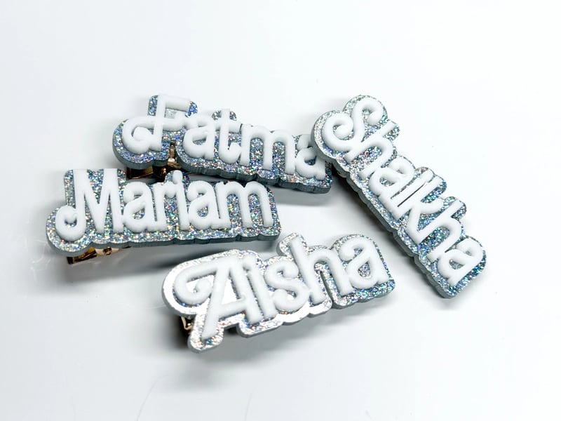 Silver glitter Hair Clip