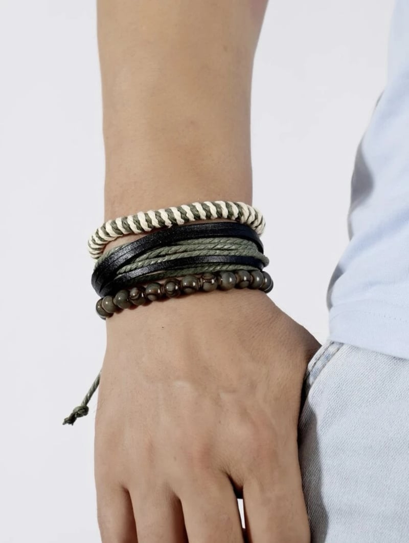 3 Pieces Men Minimalist Beaded Bracelet