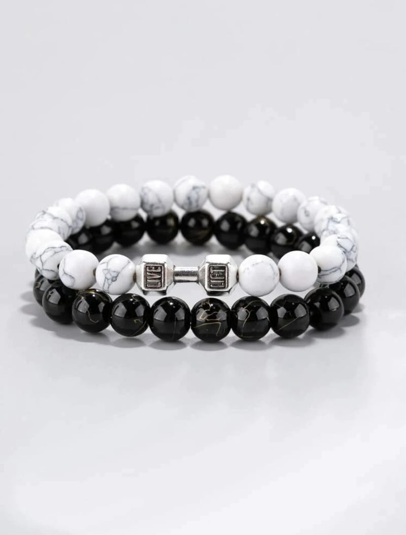 2 Pieces Men Beaded Bracelet