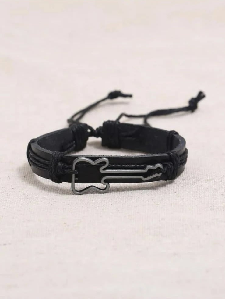 Alloy Guitar Woven Leather Handmade Bracelet