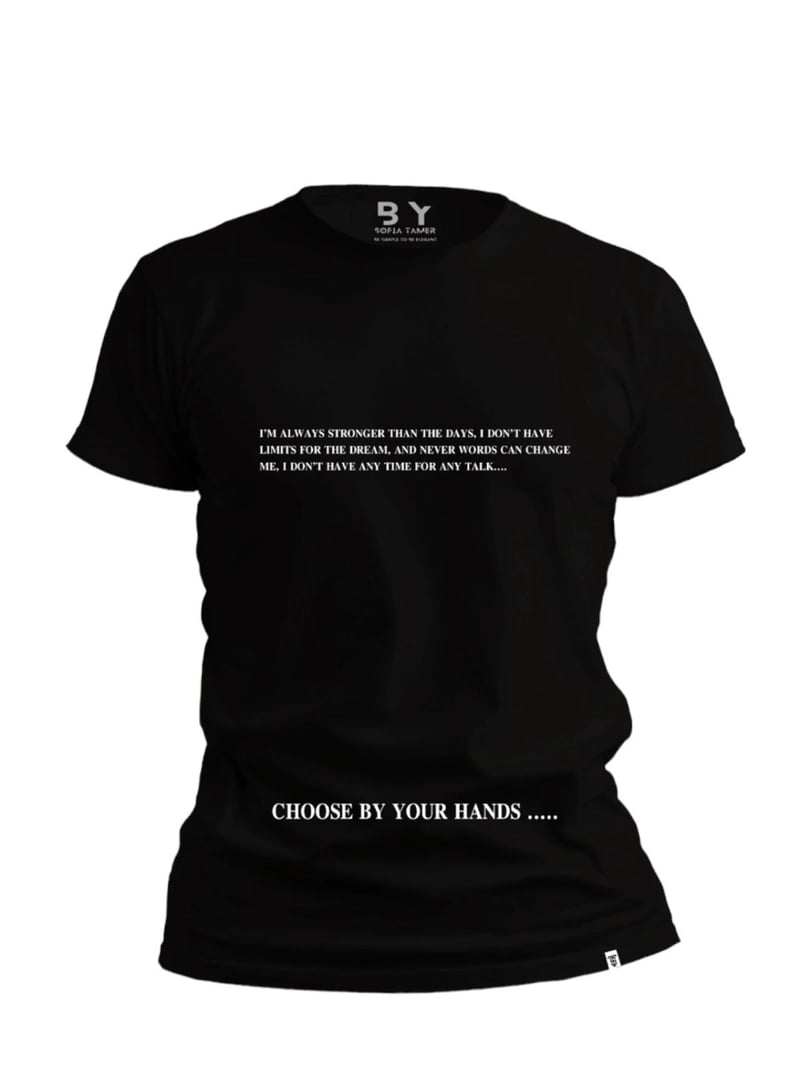 ST,Choose By Your Hands Design  T Shirt- Black