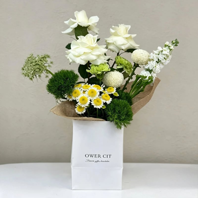 mini bouquet green and white unisex