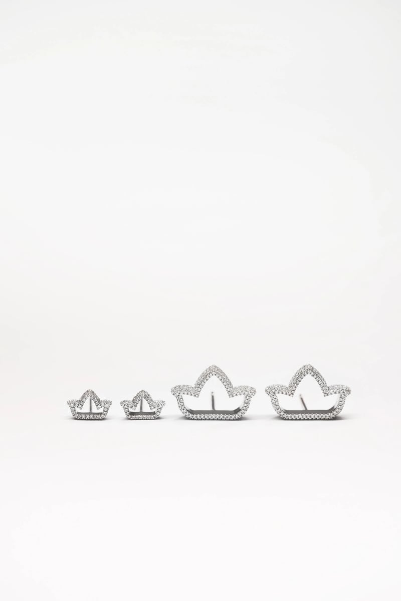 Lotus Petite Earrings in Diamond