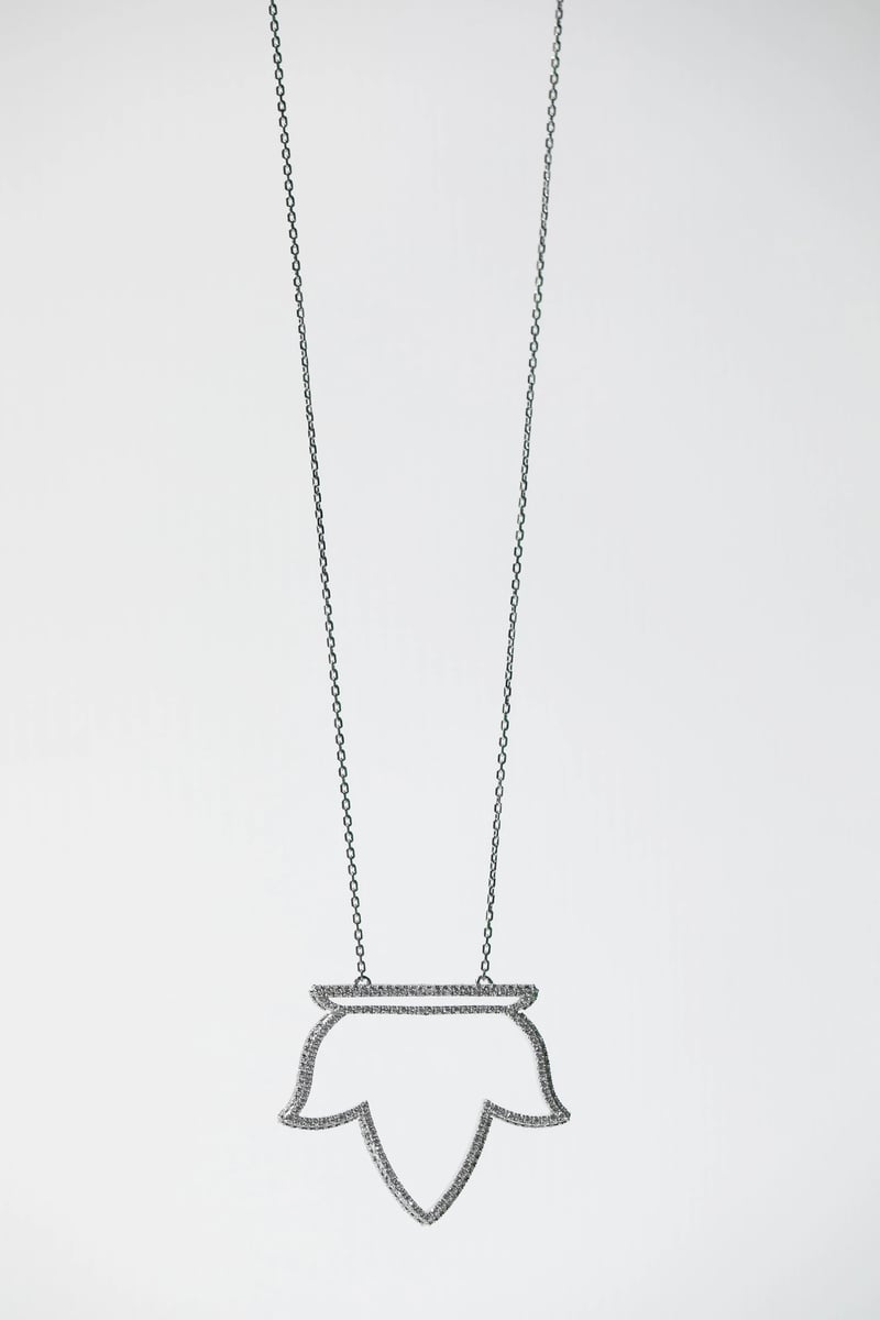 Lotus Long Necklace in Diamond
