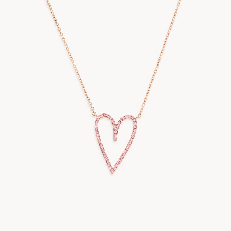 Pink Sapphire Heart Necklace